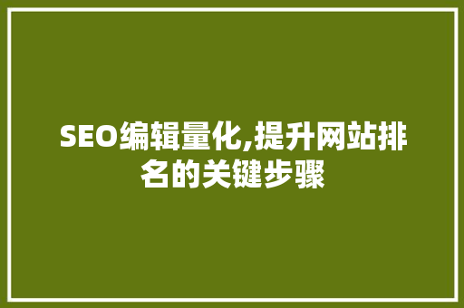 SEO编辑量化,提升网站排名的关键步骤 SEO编辑量化,提升网站排名的关键步骤 GoogleSEO