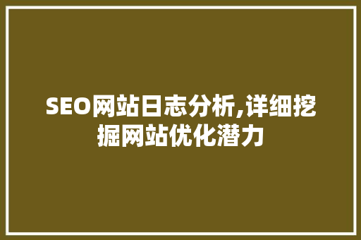 SEO网站日志分析,详细挖掘网站优化潜力