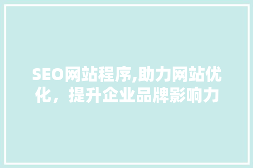 SEO网站程序,助力网站优化，提升企业品牌影响力