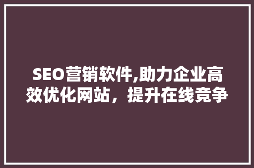 SEO营销软件,助力企业高效优化网站，提升在线竞争力 SEO营销软件,助力企业高效优化网站，提升在线竞争力 GoogleSEO