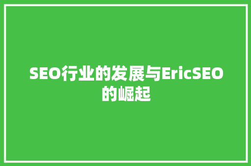 SEO行业的发展与EricSEO的崛起