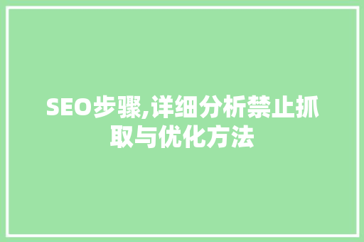 SEO步骤,详细分析禁止抓取与优化方法 SEO步骤,详细分析禁止抓取与优化方法 GoogleSEO