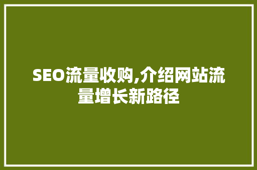 SEO流量收购,介绍网站流量增长新路径 SEO流量收购,介绍网站流量增长新路径 必应SEO
