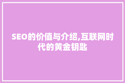 SEO的价值与介绍,互联网时代的黄金钥匙 SEO的价值与介绍,互联网时代的黄金钥匙 百度SEO