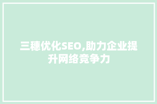 三穗优化SEO,助力企业提升网络竞争力 三穗优化SEO,助力企业提升网络竞争力 百度SEO