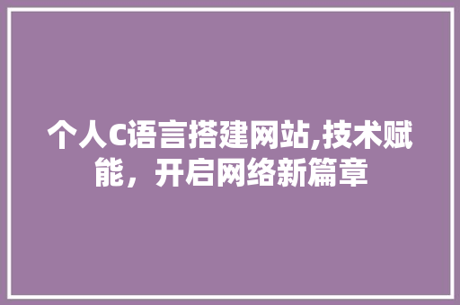 个人C语言搭建网站,技术赋能，开启网络新篇章 个人C语言搭建网站,技术赋能，开启网络新篇章 GoogleSEO