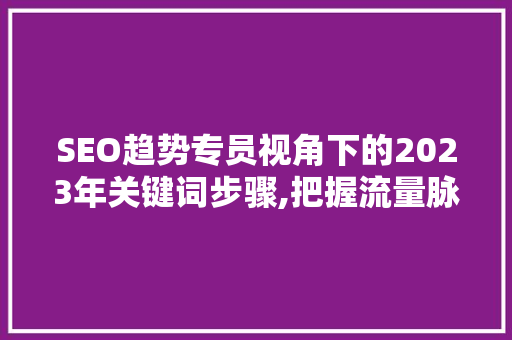 SEO趋势专员视角下的2023年关键词步骤,把握流量脉搏，提升网站排名