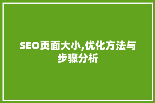 SEO页面大小,优化方法与步骤分析