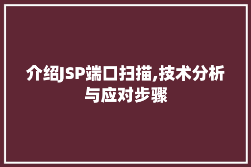 介绍JSP端口扫描,技术分析与应对步骤