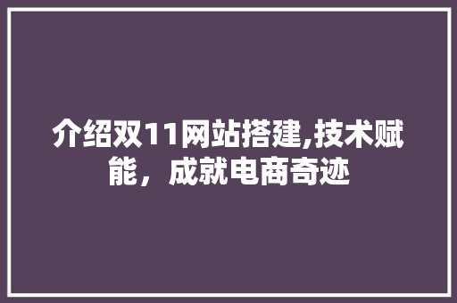 介绍双11网站搭建,技术赋能，成就电商奇迹 介绍双11网站搭建,技术赋能，成就电商奇迹 必应SEO