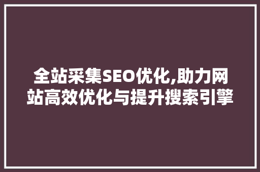 全站采集SEO优化,助力网站高效优化与提升搜索引擎排名 全站采集SEO优化,助力网站高效优化与提升搜索引擎排名 百度SEO