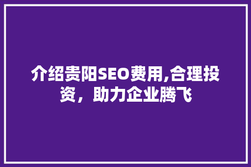 介绍贵阳SEO费用,合理投资，助力企业腾飞 介绍贵阳SEO费用,合理投资，助力企业腾飞 必应SEO