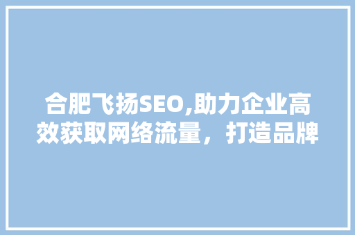 合肥飞扬SEO,助力企业高效获取网络流量，打造品牌新高度 合肥飞扬SEO,助力企业高效获取网络流量，打造品牌新高度 百度SEO