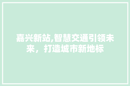 嘉兴新站,智慧交通引领未来，打造城市新地标 嘉兴新站,智慧交通引领未来，打造城市新地标 GoogleSEO
