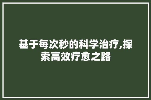基于每次秒的科学治疗,探索高效疗愈之路