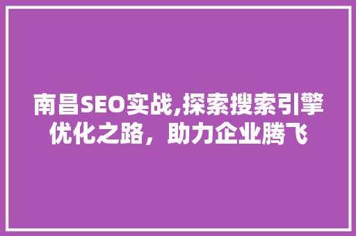 南昌SEO实战,探索搜索引擎优化之路，助力企业腾飞 南昌SEO实战,探索搜索引擎优化之路，助力企业腾飞 必应SEO