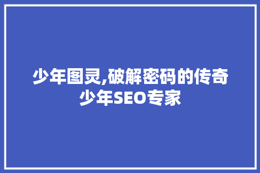 少年图灵,破解密码的传奇少年SEO专家 少年图灵,破解密码的传奇少年SEO专家 GoogleSEO