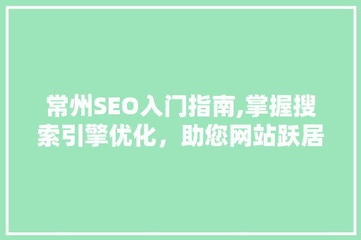 常州SEO入门指南,掌握搜索引擎优化，助您网站跃居行业前列 常州SEO入门指南,掌握搜索引擎优化，助您网站跃居行业前列 百度SEO