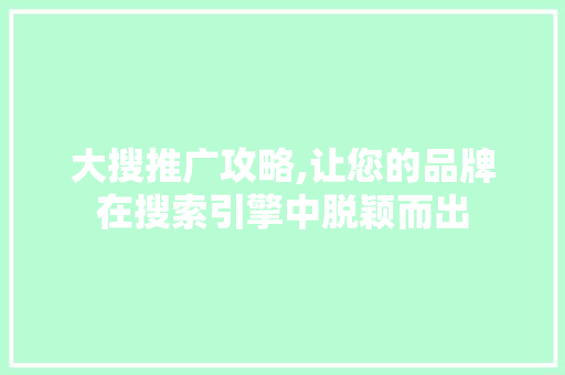 大搜推广攻略,让您的品牌在搜索引擎中脱颖而出 大搜推广攻略,让您的品牌在搜索引擎中脱颖而出 必应SEO