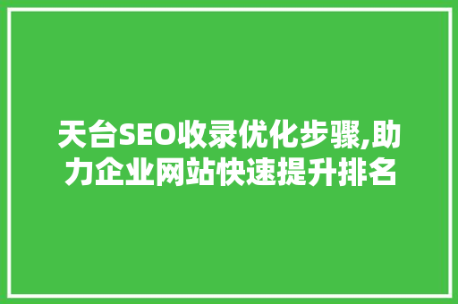 天台SEO收录优化步骤,助力企业网站快速提升排名