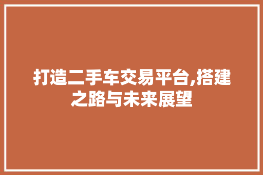 打造二手车交易平台,搭建之路与未来展望 打造二手车交易平台,搭建之路与未来展望 必应SEO
