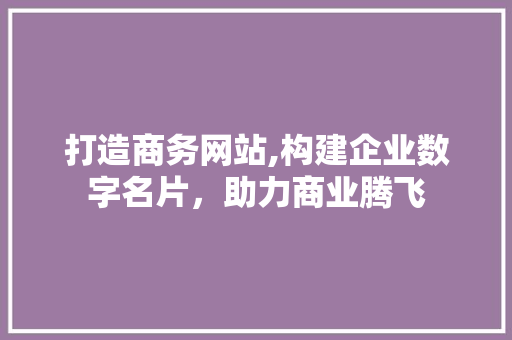 打造商务网站,构建企业数字名片，助力商业腾飞 打造商务网站,构建企业数字名片，助力商业腾飞 GoogleSEO