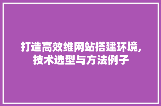 打造高效维网站搭建环境,技术选型与方法例子 打造高效维网站搭建环境,技术选型与方法例子 神马SEO