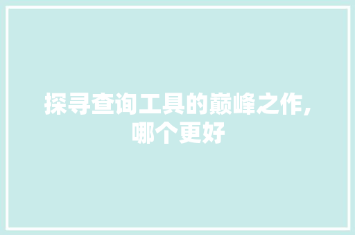 探寻查询工具的巅峰之作,哪个更好 探寻查询工具的巅峰之作,哪个更好 神马SEO