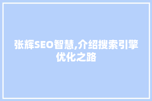 张辉SEO智慧,介绍搜索引擎优化之路 张辉SEO智慧,介绍搜索引擎优化之路 GoogleSEO